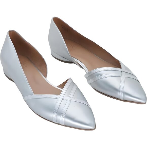 Naturalizer Barlow D'Orsay Pointed Toe Flats Silver Metallic US 8.5M - Picture 1 of 6
